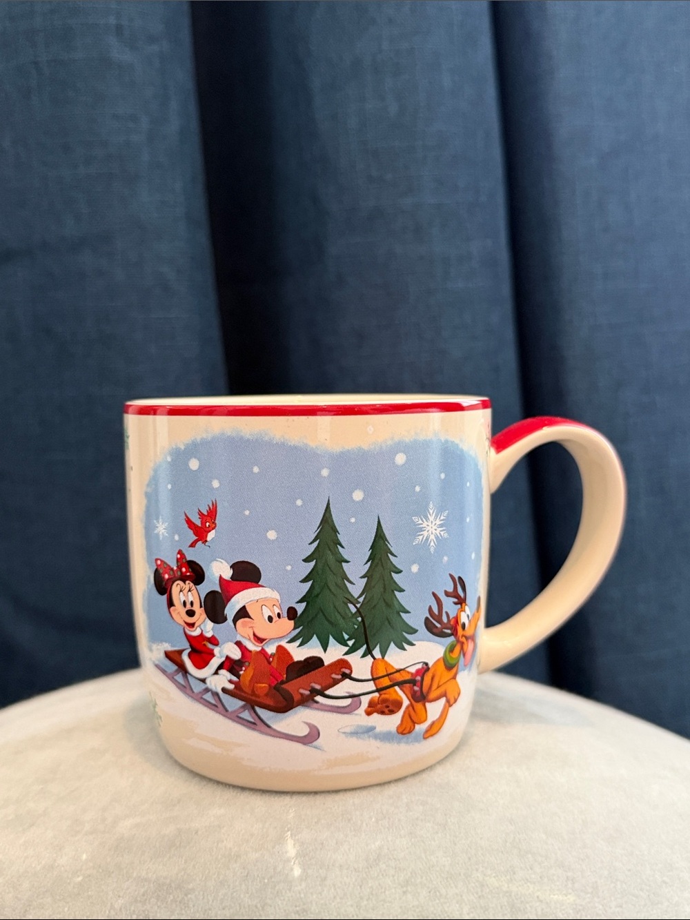 Disney Holiday Mug with Red Trim